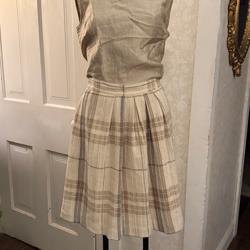 Vintage Peabody House Tan Plaid Aline Knee Length Skirt Academia School Sz 11/12